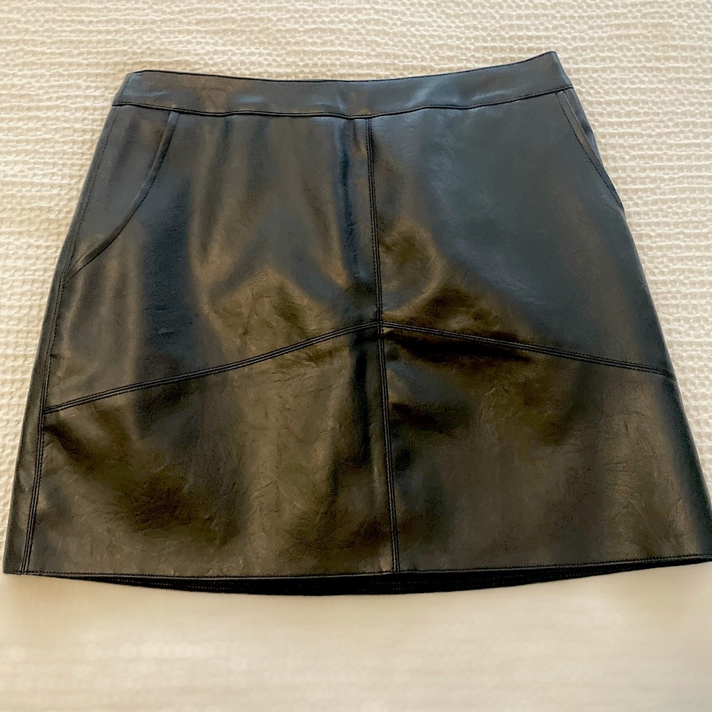 Black Pleather Skirt with pockets. Size 2